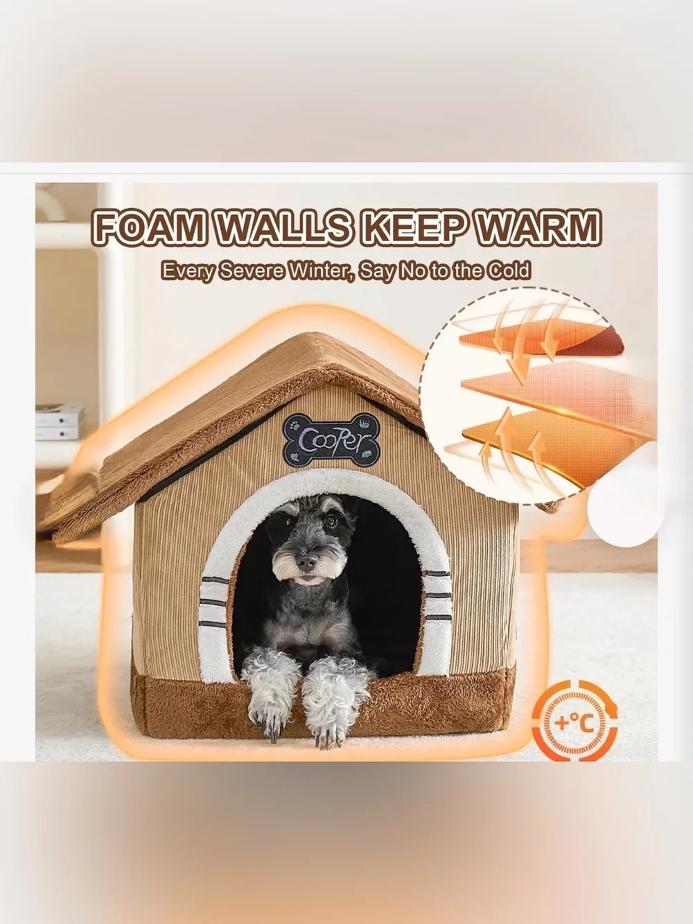 Jiupety Indoor Dog House With Frame, Large Dog Cave Bed, Insulated Cozy